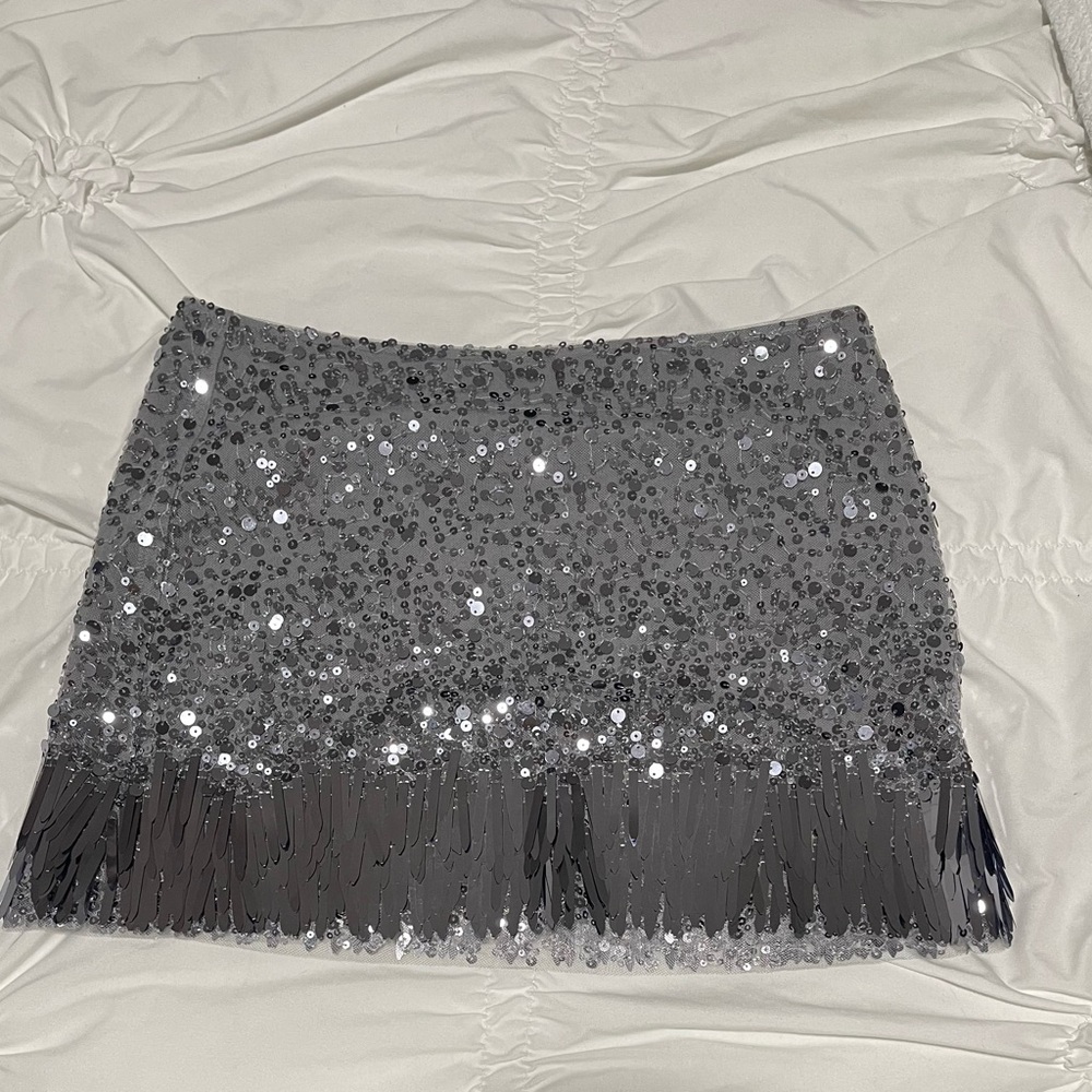 Zara Silver Sequin Mini Skirt